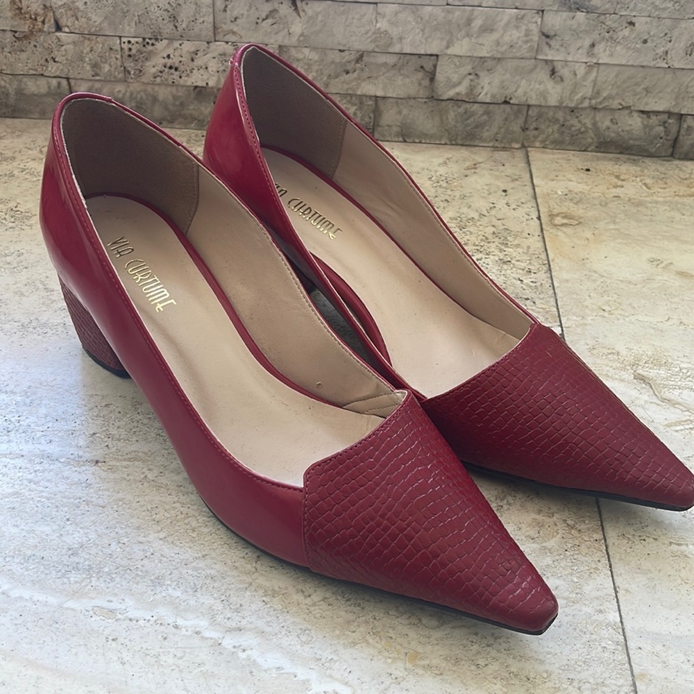 Elegant red leather shoes